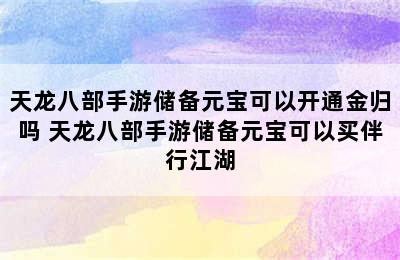 天龙八部手游储备元宝可以开通金归吗 天龙八部手游储备元宝可以买伴行江湖